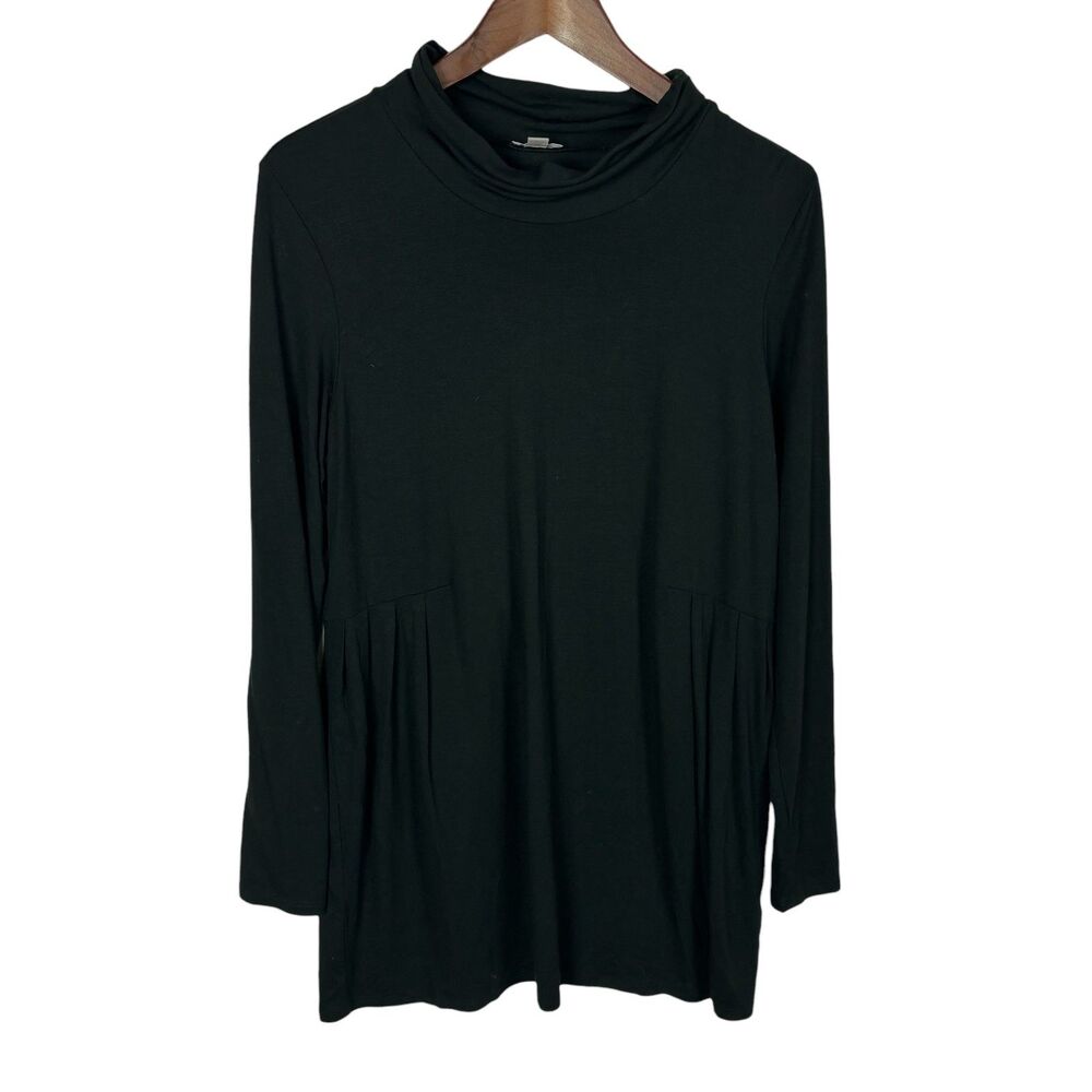 J. Jill Wearever Collection Black Stretch Mock Neck Pleated Tunic Women's Medium